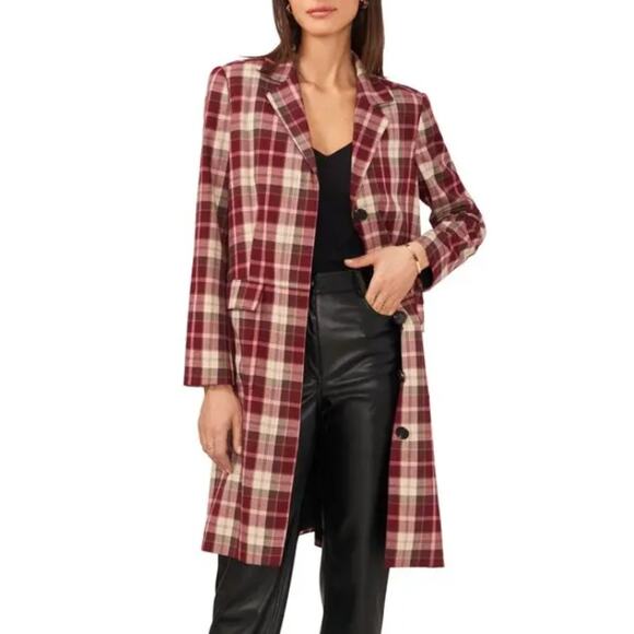 New ~ 1.STATE REVOLVE ~ Women's Multicolor Plaid Long Sleeve Top Coat Size Small - Picture 1 of 8